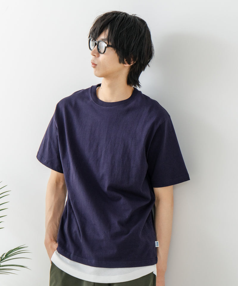 USAコットン ワッペンロゴ刺繍 無地 クルーネック半袖Tシャツ レディース メンズ【DISCUS/ディスカス】