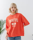 【DISCUS/ディスカス】カレッジロゴプリント ヘビーウェイトTシャツ ルーズシルエット