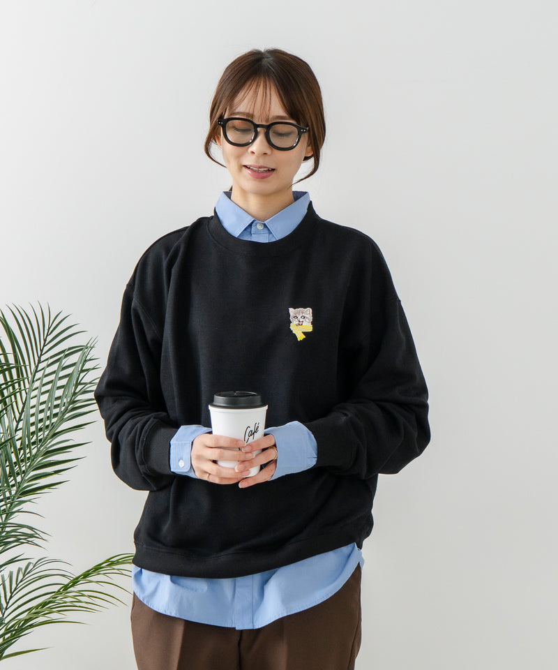 【C-FORT POINT/フォートポイント】ネコマフラー刺繍 スウェットトレーナー
