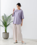 5分袖 刺繍 裾ラウンドTシャツ【C17/シーセブンティーン】