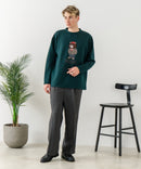 【BLUE STANDARD/ブルースタンダード】パフィースウェット 部分刺繍クルーネック トレーナー ストレッチ 春服 ❘ジーンズメイト公式オンラインショップ