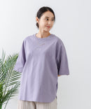 5分袖 刺繍 裾ラウンドTシャツ【C17/シーセブンティーン】