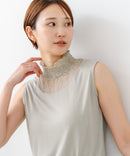 【C-FORTPOINT/フォートポイント】【1枚で華やか レースインナー】ハイネックレース切替タンクトップ インナー チラ見せ 重ね着 立ち襟 華やか 上品 きれいめ