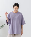 5分袖 刺繍 裾ラウンドTシャツ【C17/シーセブンティーン】