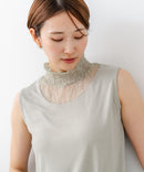 【C-FORTPOINT/フォートポイント】【1枚で華やか レースインナー】ハイネックレース切替タンクトップ インナー チラ見せ 重ね着 立ち襟 華やか 上品 きれいめ