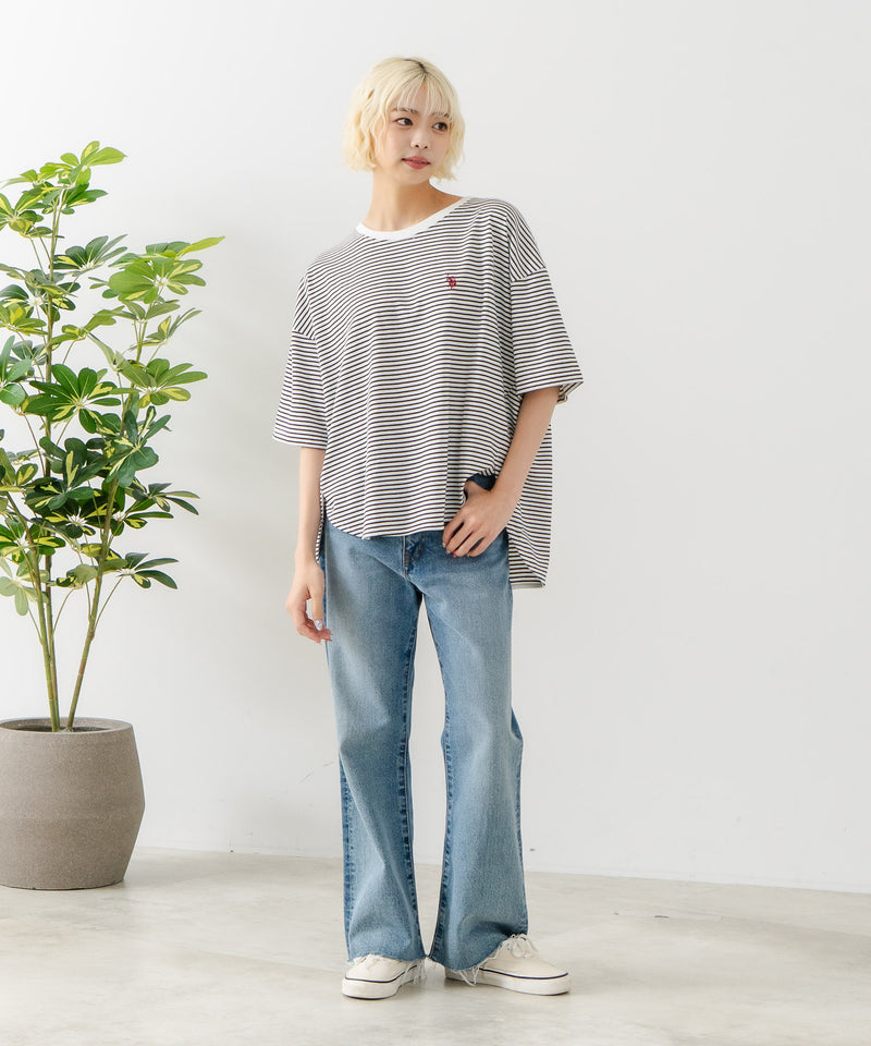 ブランドロゴワンポイント刺繍ラウンドヘムTシャツ【U.S. POLO ASSN./ユーエスポロアッスン】
