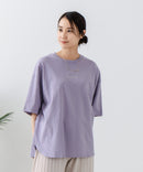 5分袖 刺繍 裾ラウンドTシャツ【C17/シーセブンティーン】