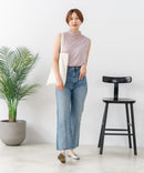 【C-FORTPOINT/フォートポイント】【1枚で華やか レースインナー】ハイネックレース切替タンクトップ インナー チラ見せ 重ね着 立ち襟 華やか 上品 きれいめ