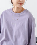 5分袖 刺繍 裾ラウンドTシャツ【C17/シーセブンティーン】