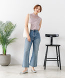 【C-FORTPOINT/フォートポイント】【1枚で華やか レースインナー】ハイネックレース切替タンクトップ インナー チラ見せ 重ね着 立ち襟 華やか 上品 きれいめ