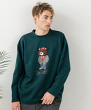 【BLUE STANDARD/ブルースタンダード】パフィースウェット 部分刺繍クルーネック トレーナー ストレッチ 春服 ❘ジーンズメイト公式オンラインショップ