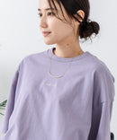 5分袖 刺繍 裾ラウンドTシャツ【C17/シーセブンティーン】