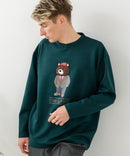 【BLUE STANDARD/ブルースタンダード】パフィースウェット 部分刺繍クルーネック トレーナー ストレッチ 春服 ❘ジーンズメイト公式オンラインショップ