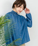 【C-FORTPOINT/フォートポイント】デニム シャーリング ブラウス