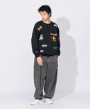 裏起毛 刺繍＆プリント 総柄 クルーネックスウェット THRASHER スラッシャー