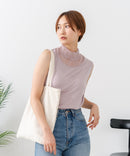 【C-FORTPOINT/フォートポイント】【1枚で華やか レースインナー】ハイネックレース切替タンクトップ インナー チラ見せ 重ね着 立ち襟 華やか 上品 きれいめ