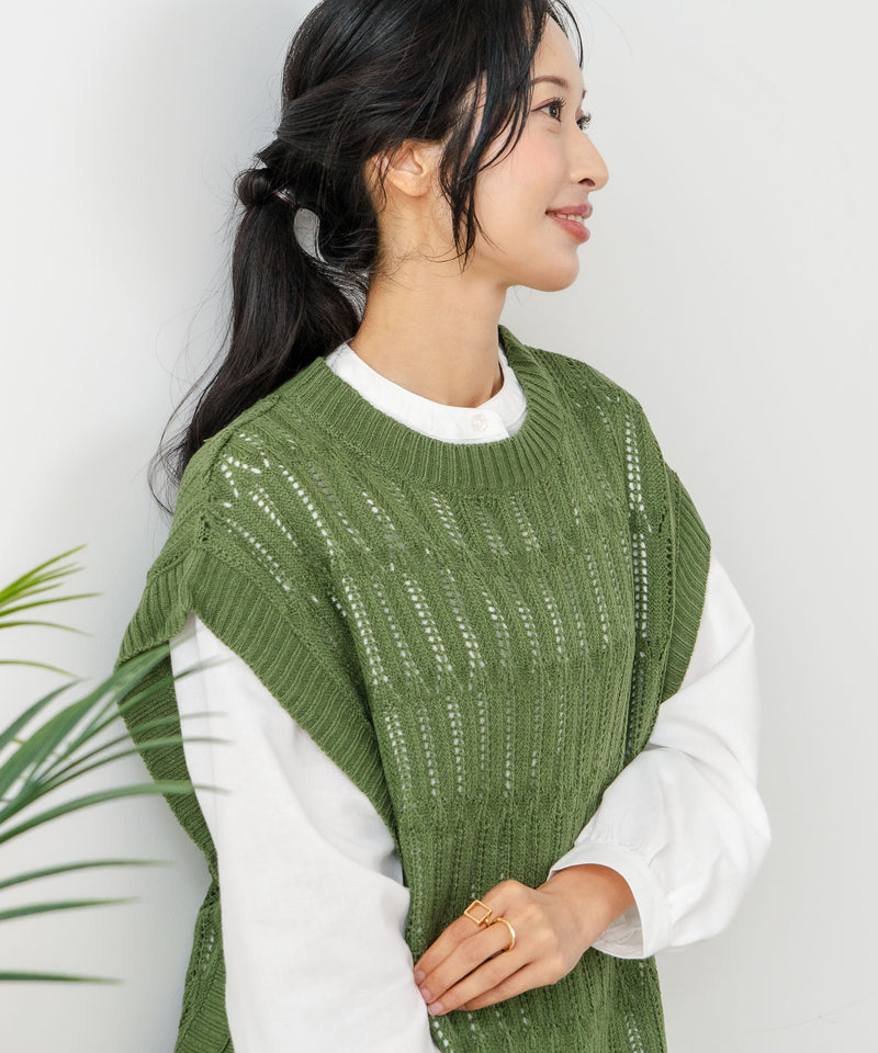 【C-FORTPOINT/フォートポイント】ニットベスト＋ブラウスアンサンブル1