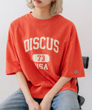 【DISCUS/ディスカス】カレッジロゴプリント ヘビーウェイトTシャツ ルーズシルエット