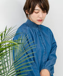 【C-FORTPOINT/フォートポイント】デニム シャーリング ブラウス