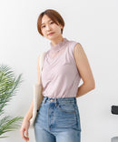 【C-FORTPOINT/フォートポイント】【1枚で華やか レースインナー】ハイネックレース切替タンクトップ インナー チラ見せ 重ね着 立ち襟 華やか 上品 きれいめ