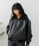 【BEVERLY HILLS POLO CLUB/ビバリーヒルズポロクラブ】フェイクレザー リブブルゾン