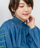 【C-FORTPOINT/フォートポイント】デニム シャーリング ブラウス