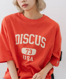 【DISCUS/ディスカス】カレッジロゴプリント ヘビーウェイトTシャツ ルーズシルエット