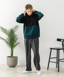 【BLUE STANDARD/ブルースタンダード】パフィースウェット バイカラー プルオーバーパーカー フーディー ストレッチ 春服