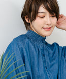 【C-FORTPOINT/フォートポイント】デニム シャーリング ブラウス