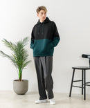 【BLUE STANDARD/ブルースタンダード】パフィースウェット バイカラー プルオーバーパーカー フーディー ストレッチ 春服