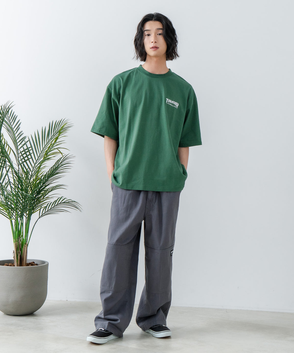 トップス HERO セットアップ対応】トリアセバックサテンジョーゼット ワイドパンツ