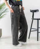 【C-FORT POINT/フォートポイント】ニットデニム ベイカーワイドパンツ デニム風 ストレッチ 柔らかい 楽パン ウエストゴム 大人カジュアル デイリー 公園 ワンマイルウェア