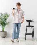 【C-FORT POINT/フォートポイント】カーディガン感覚で羽織れる リネンタッチ 半袖 シングルテーラードジャケット きれいめ さらさら 涼感 冷房対策 オフィス 通勤