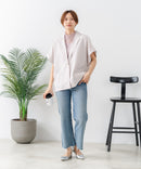 【C-FORT POINT/フォートポイント】カーディガン感覚で羽織れる リネンタッチ 半袖 シングルテーラードジャケット きれいめ さらさら 涼感 冷房対策 オフィス 通勤