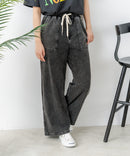 【C-FORT POINT/フォートポイント】ニットデニム ベイカーワイドパンツ デニム風 ストレッチ 柔らかい 楽パン ウエストゴム 大人カジュアル デイリー 公園 ワンマイルウェア