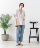 【C-FORT POINT/フォートポイント】カーディガン感覚で羽織れる リネンタッチ 半袖 シングルテーラードジャケット きれいめ さらさら 涼感 冷房対策 オフィス 通勤