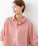 【C-FORTPOINT/フォートポイント】【上品 高見え刺繍】袖刺繍ブラウス 綿100％ 花模様 大人可愛い きれいめ 通勤 お出かけ