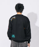 裏起毛 刺繍＆プリント 総柄 クルーネックスウェット THRASHER スラッシャー