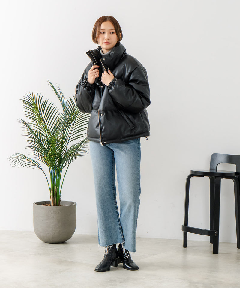 【C-FORT POINT/フォートポイント】フェイクレザー 中綿ブルゾン