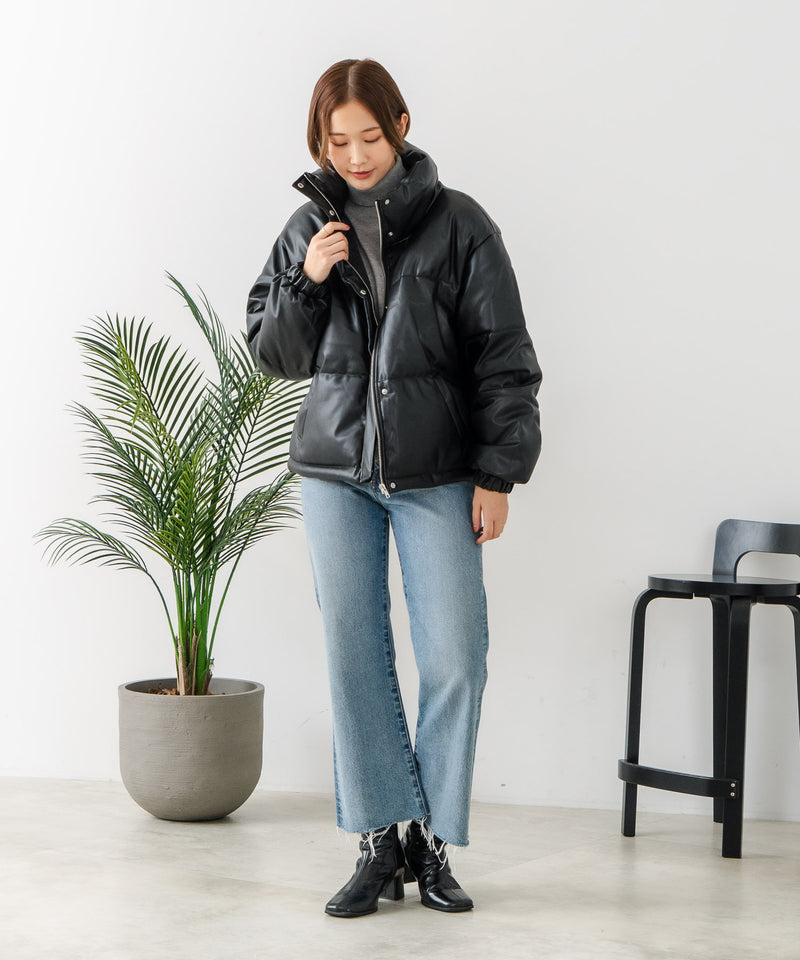 【C-FORT POINT/フォートポイント】フェイクレザー 中綿ブルゾン