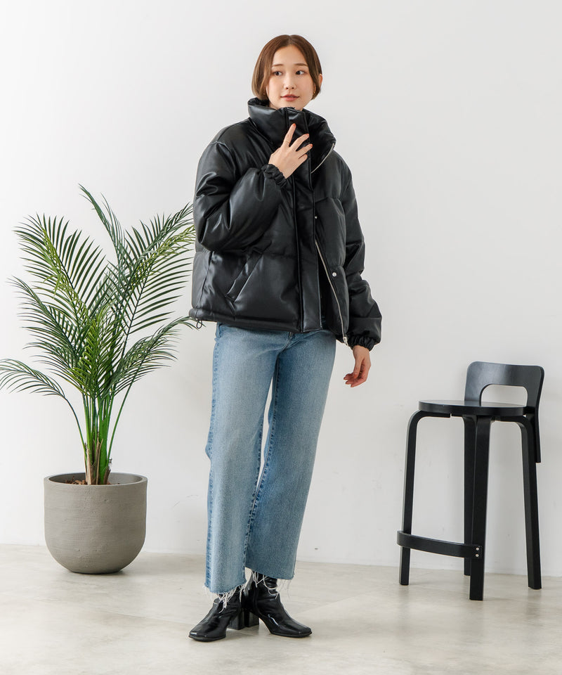 【C-FORT POINT/フォートポイント】フェイクレザー 中綿ブルゾン