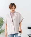 【C-FORT POINT/フォートポイント】カーディガン感覚で羽織れる リネンタッチ 半袖 シングルテーラードジャケット きれいめ さらさら 涼感 冷房対策 オフィス 通勤