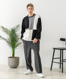 【BLUE STANDARD/ブルースタンダード】パフィースウェット 切り替え クルーネック トレーナー ストレッチ 春服