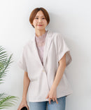 【C-FORT POINT/フォートポイント】カーディガン感覚で羽織れる リネンタッチ 半袖 シングルテーラードジャケット きれいめ さらさら 涼感 冷房対策 オフィス 通勤
