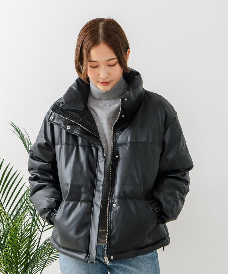 【C-FORT POINT/フォートポイント】フェイクレザー 中綿ブルゾン