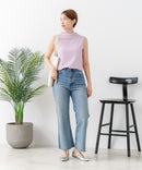 【C-FORTPOINT/フォートポイント】【ひんやり接触冷感 オンにもオフにも！】カット楊柳 ノースリーブTシャツ タンクトップ 着痩せ きれいめ カジュアル 涼しい