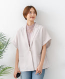 【C-FORT POINT/フォートポイント】カーディガン感覚で羽織れる リネンタッチ 半袖 シングルテーラードジャケット きれいめ さらさら 涼感 冷房対策 オフィス 通勤
