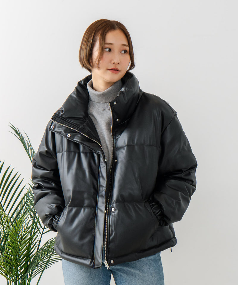 【C-FORT POINT/フォートポイント】フェイクレザー 中綿ブルゾン