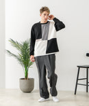 【BLUE STANDARD/ブルースタンダード】パフィースウェット 切り替え クルーネック トレーナー ストレッチ 春服