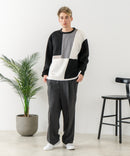 【BLUE STANDARD/ブルースタンダード】パフィースウェット 切り替え クルーネック トレーナー ストレッチ 春服